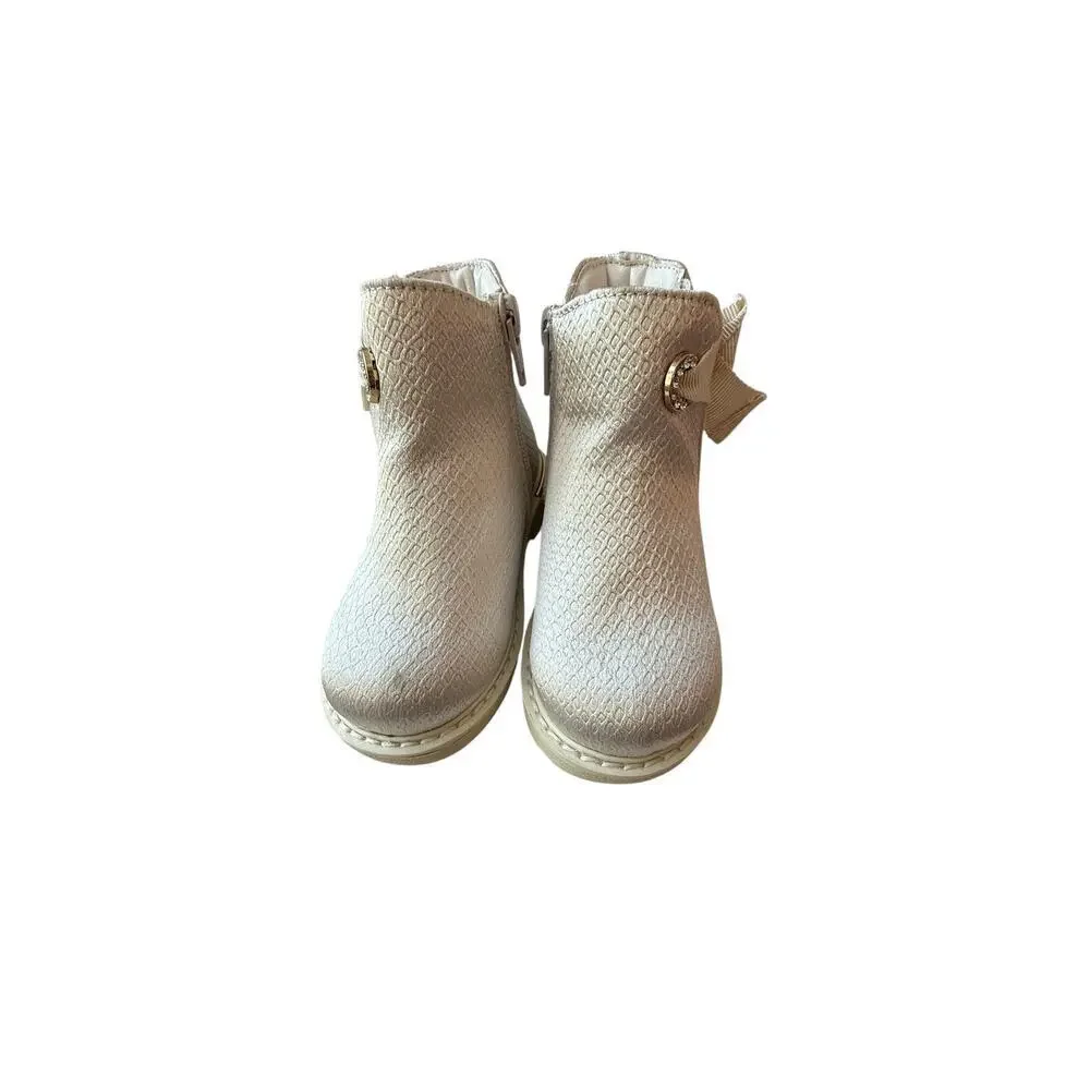 River Island Baby Cream Bow Ankle Boots Size UK C5 EUR 21.5